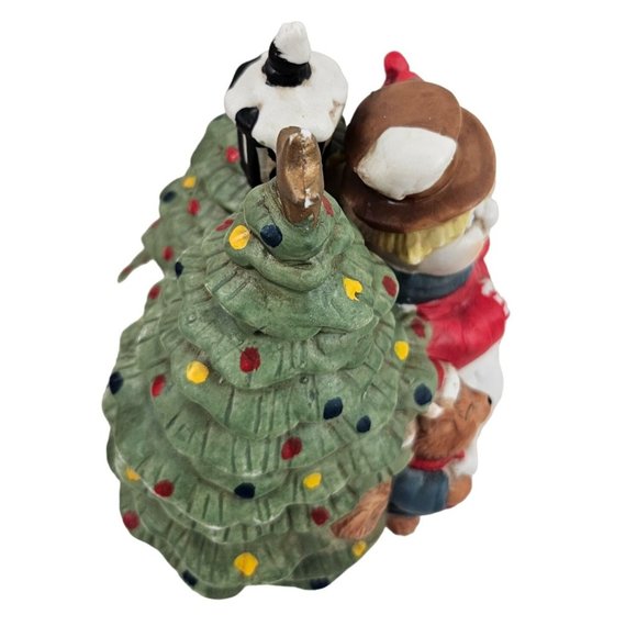 Vintage Share The Joy Christmas Holiday Tree Musical Carolers Wind Up Porcelain - Picture 8 of 10